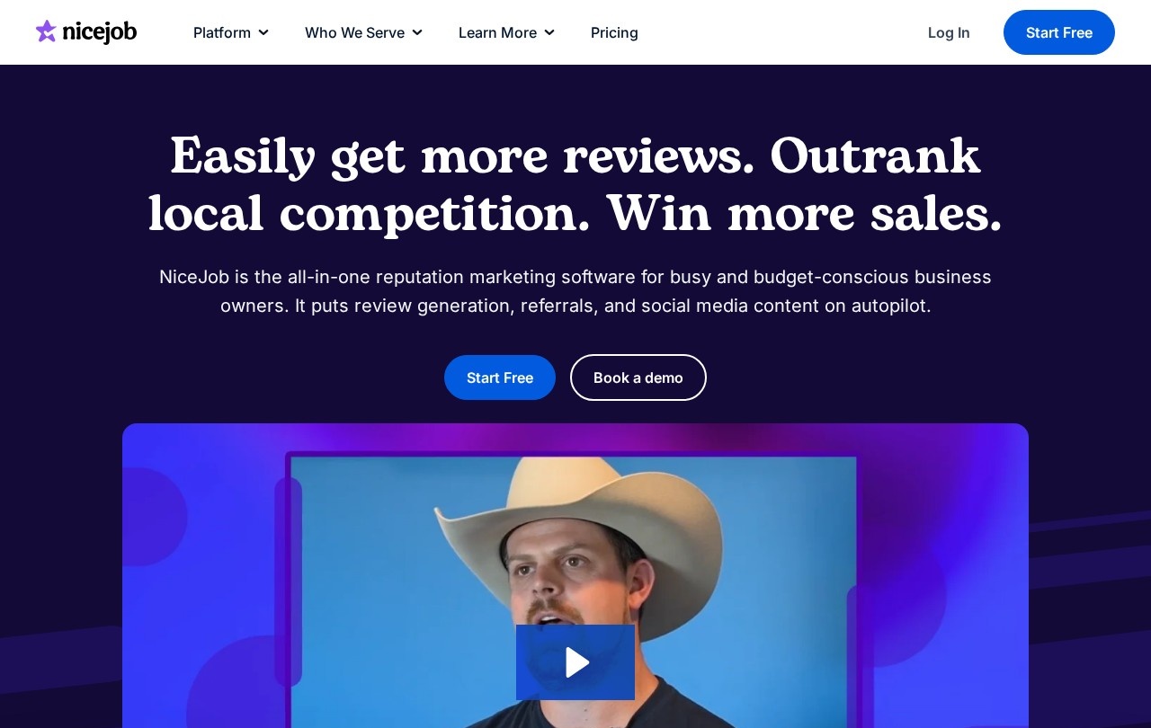 Screenshot of NiceJob homepage
