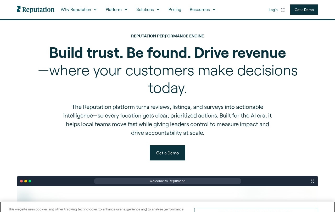 Screenshot of Reputation.com homepage