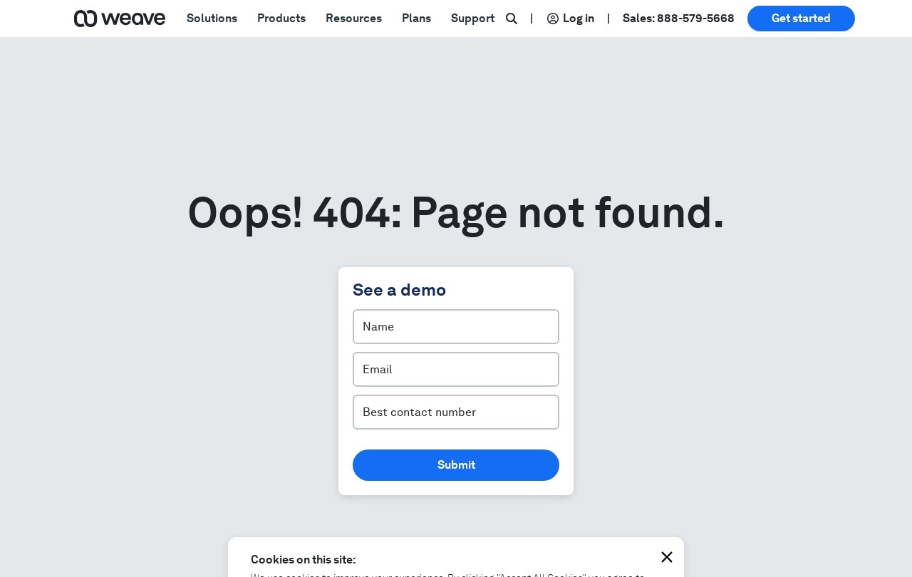 Screenshot of Weave homepage